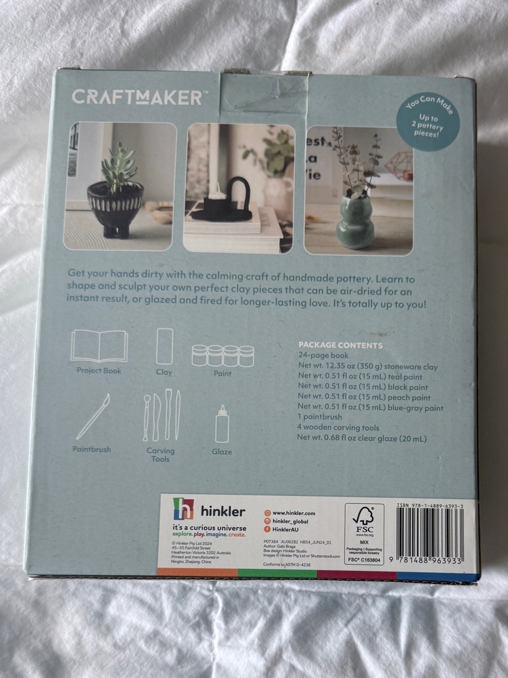 Craftmaker Classic Pottery Kit by Hinkler - Makes 2 Pieces - New in Box - Picture 3 of 4